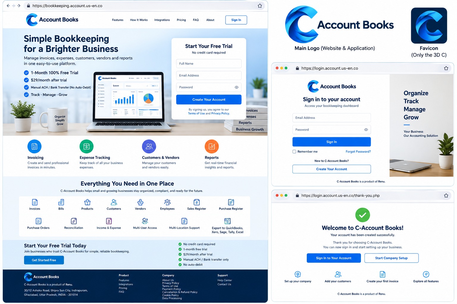 Business bookkeeping workspace